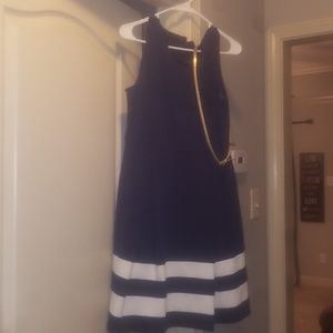Navy and white cocktail dress